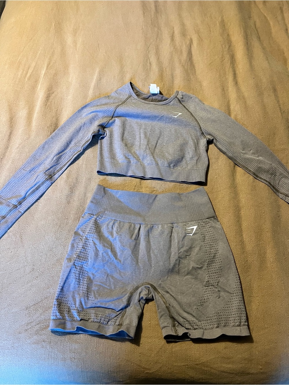 Gymshark Tan Long Sleeve & Shorts Set